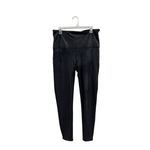 Spanx Faux Leather Leggings Black High Rise Shaping Pants Plus 2X